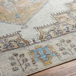 Amelie Yellow Traditional Washable Area Rug, 8x12