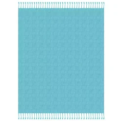 Angel Blue Checkered Weave Fringe Throw