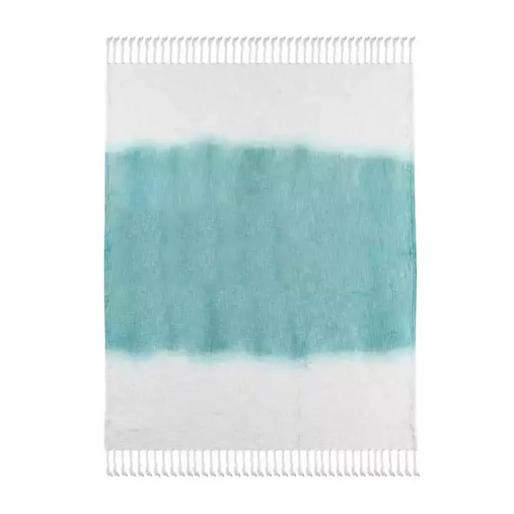 Angel Blue Shibori Slab Fringe Throw