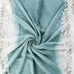 Angel Blue Shibori Slab Fringe Throw