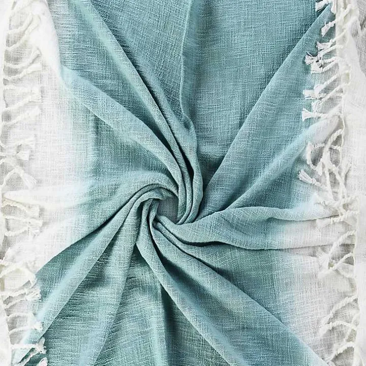 Angel Blue Shibori Slab Fringe Throw