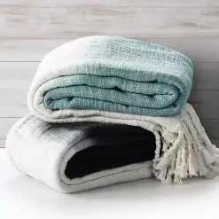Angel Blue Shibori Slab Fringe Throw