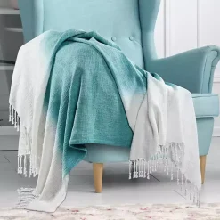 Angel Blue Shibori Slab Fringe Throw