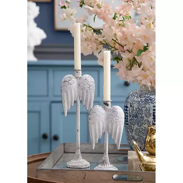 Angel Wing Taper Candle Holders, Set of 2