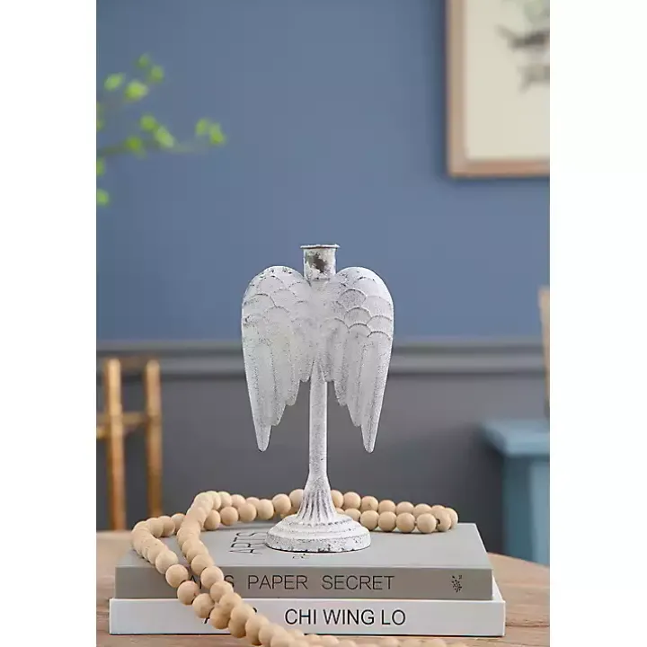 Angel Wing Taper Candle Holders, Set of 2