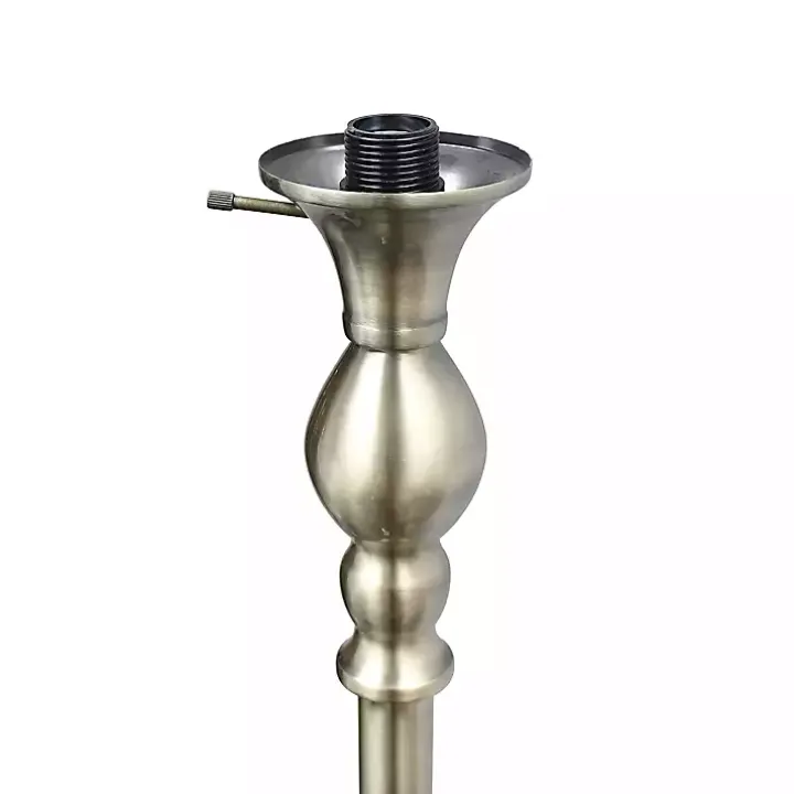 Antique Brass and Marbleized Glass Torchiere