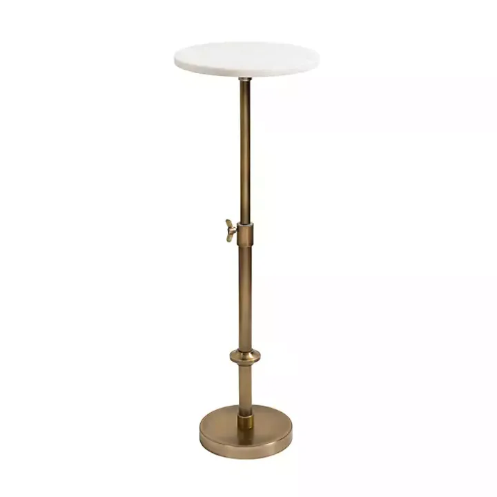 Antique Brass and White Marble Adjustable Table