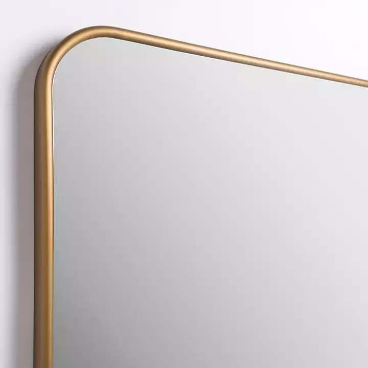 Antique Brass Nouveau Linear Curved Corner Mirror