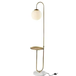 Antique Brass Side Table Floor Lamp