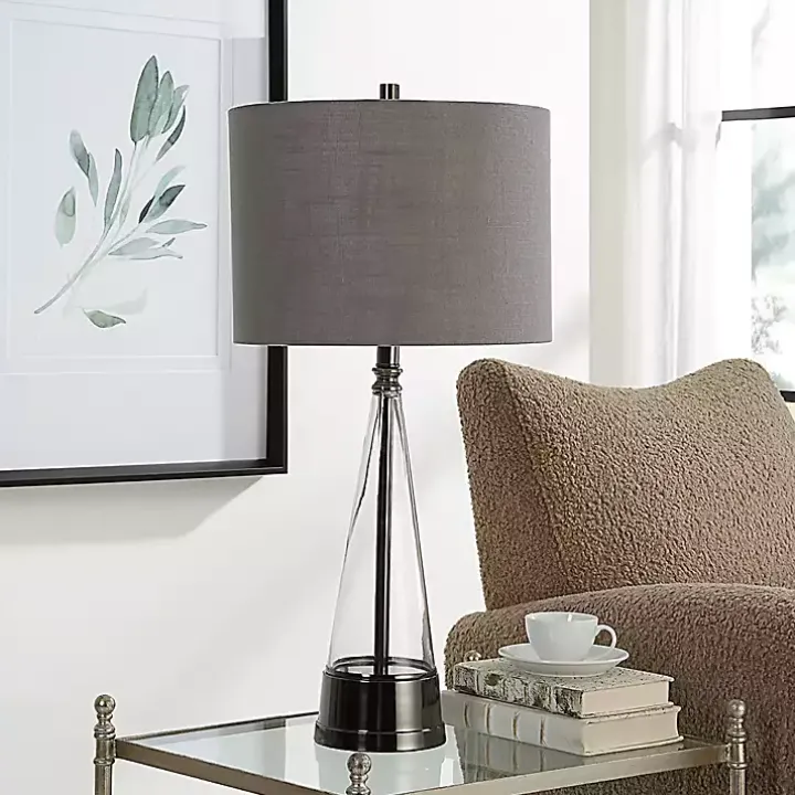 Antique Dark Nickel Cone Base Table Lamp