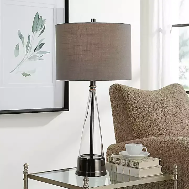 Antique Dark Nickel Cone Base Table Lamp
