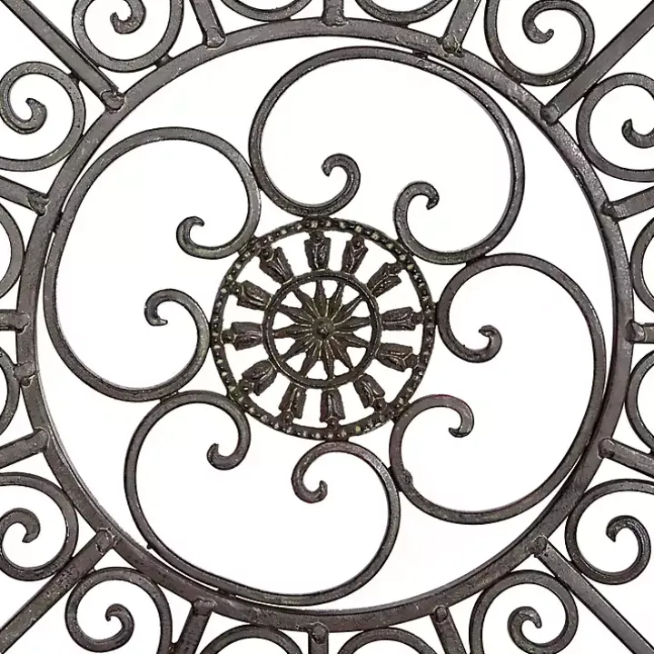 Antique Fleur-de-Lis Medallion Metal Wall Plaque