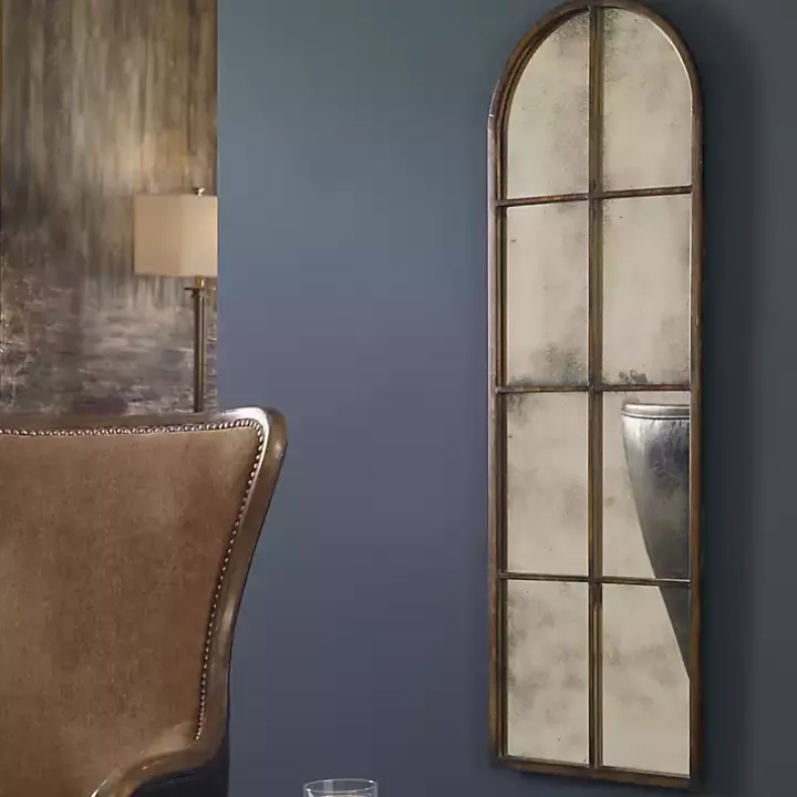 Antique Gold Arched Metal Mirror