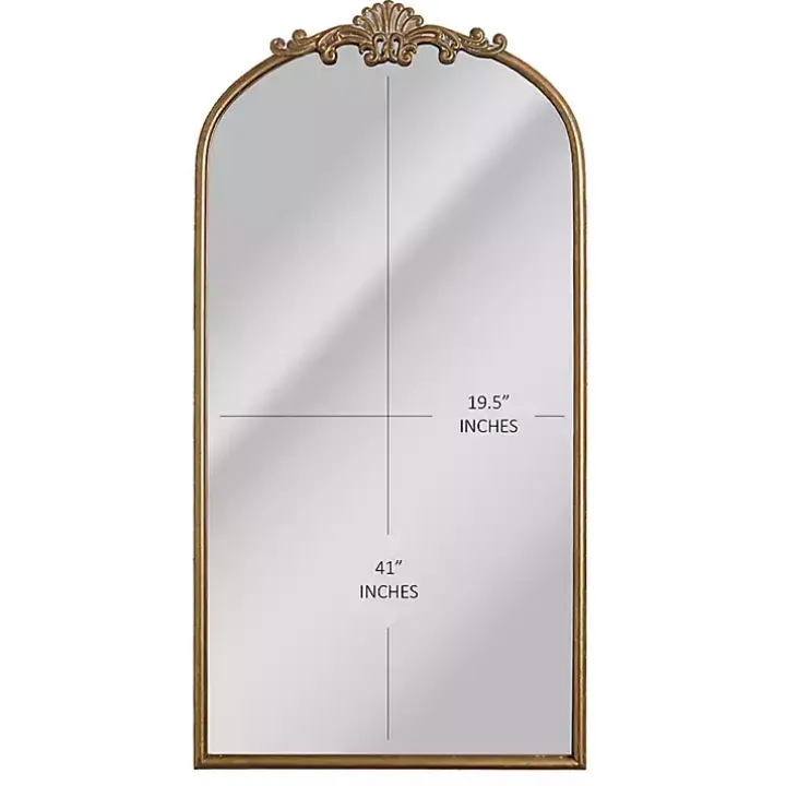 Antique Gold Metal Ornate Arch Wall Mirror