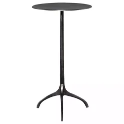 Antique Nickel Round Tripod Accent Table