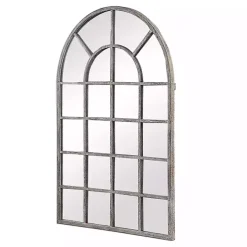 Antique Rustic Arch Windowpane Mirror