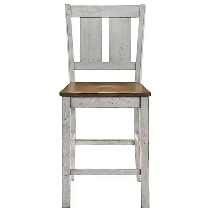 Antique White & Dark Brown 2-pc. Counter Stool Set