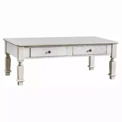 Antique White Wood 4-Drawer Heather Coffee Table