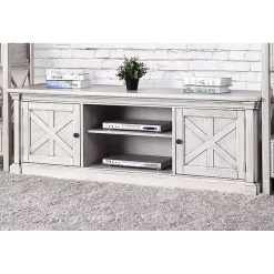 Antique White Wood Farmhouse Media Cabinet
