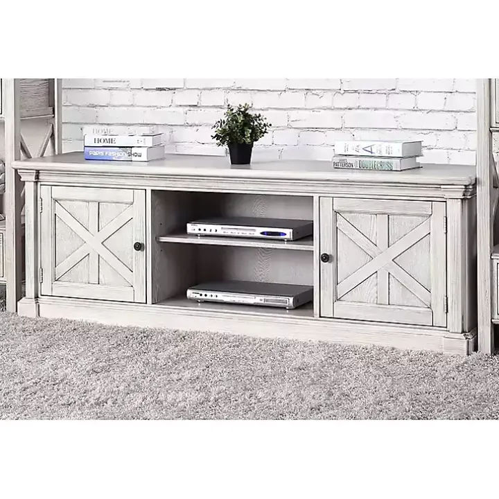 Antique White Wood Farmhouse Media Cabinet