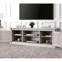 Antique White Wood Farmhouse Media Cabinet