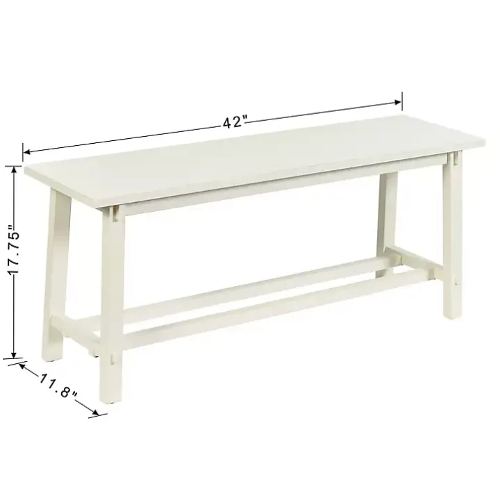 Antique White Wood Noah Bench