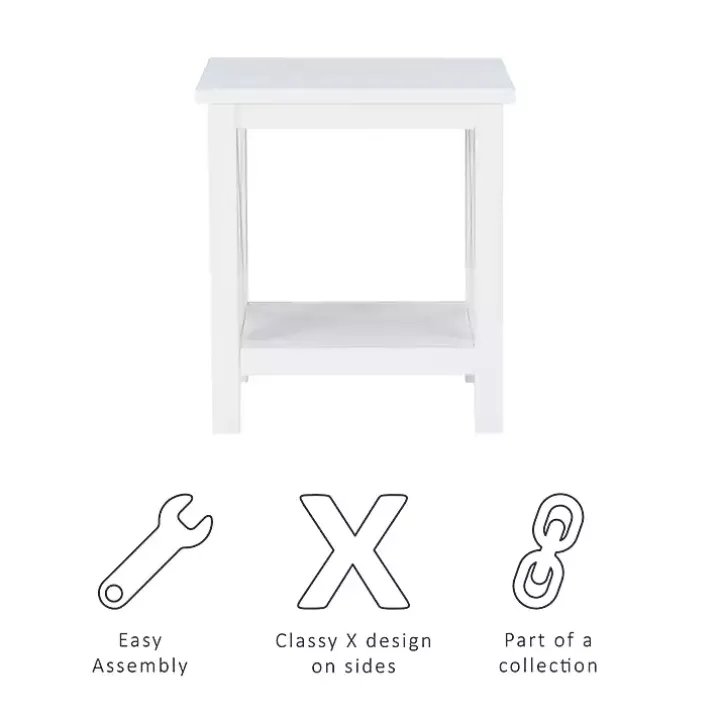 Antique White X Side Frame Accent Table