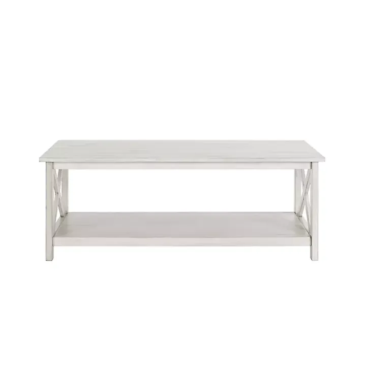 Antique Whitewashed Wood Coffee Table