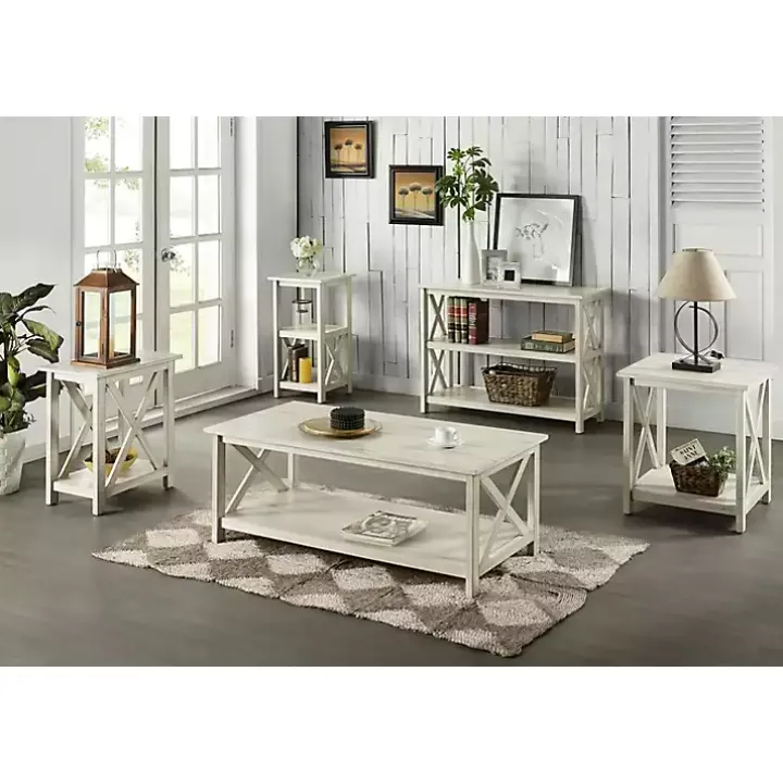 Antique Whitewashed Wood Coffee Table