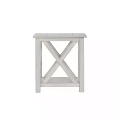 Antique Whitewashed Wood Square Side Table