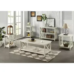 Antique Whitewashed Wood Console Table