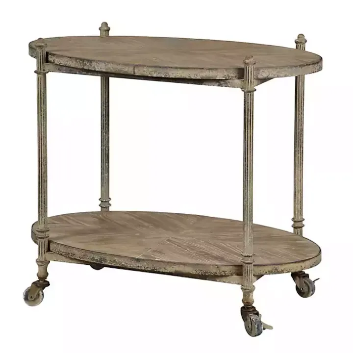 Antique Wood and Metal Bar Cart