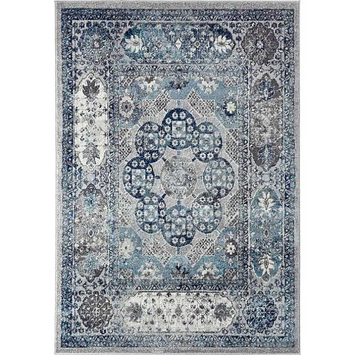 Aqua and Gray Alex Area Rug, 5x7