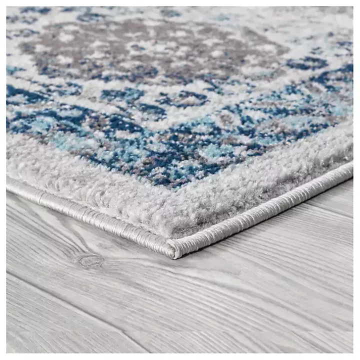 Aqua and Gray Alex Area Rug, 5x7