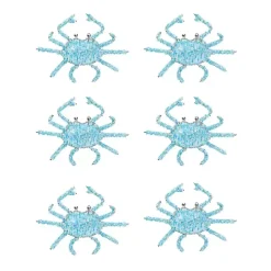 Aqua Beaded Crab Napkin Rings, Set of 6
