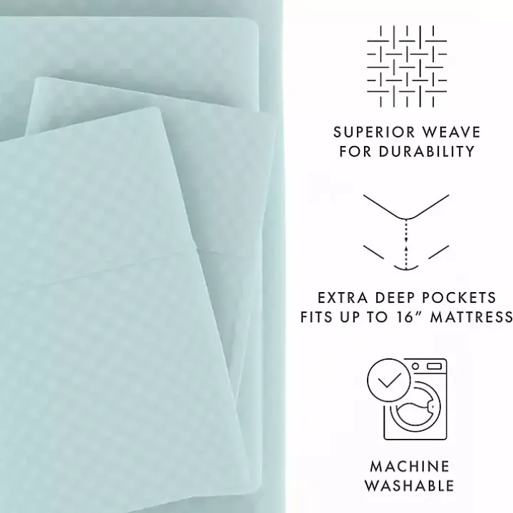 Aqua Embossed Checkered 3-pc. Twin Sheet Set