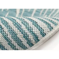 Aqua Forest Leaf Indoor/Outdoor Area Rug, 6x9
