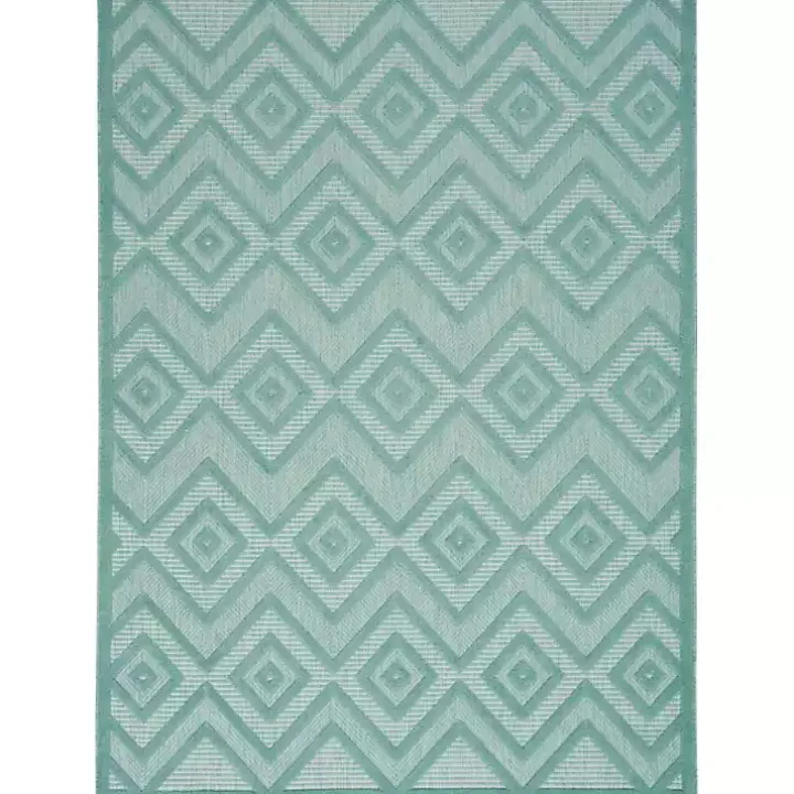 Aqua Teal Diamond Indoor/Outdoor Area Rug, 5x7
