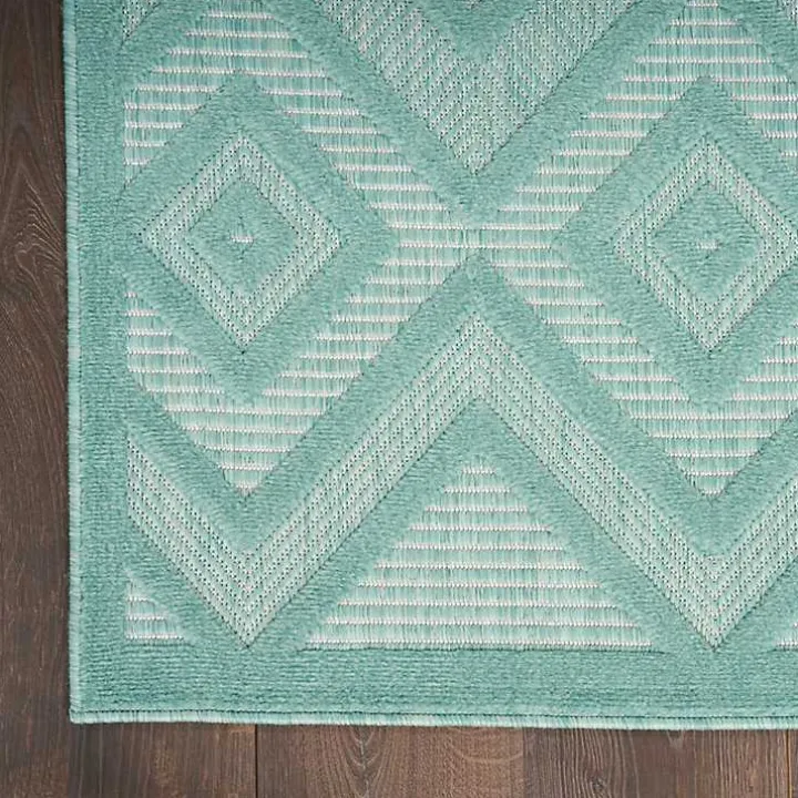 Aqua Teal Diamond Indoor/Outdoor Area Rug, 5x7
