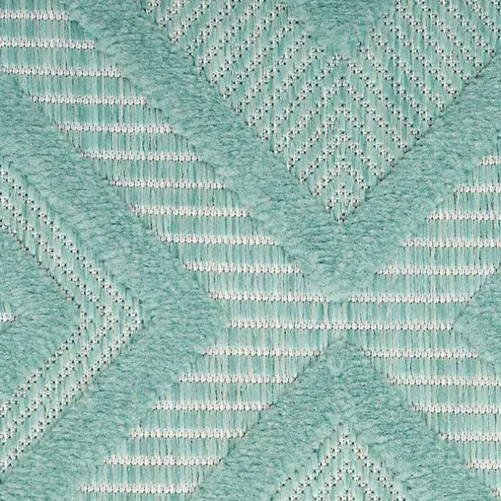 Aqua Teal Diamond Indoor/Outdoor Area Rug, 5x7