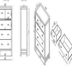 Arden Gray Wood 5-Drawer Chest