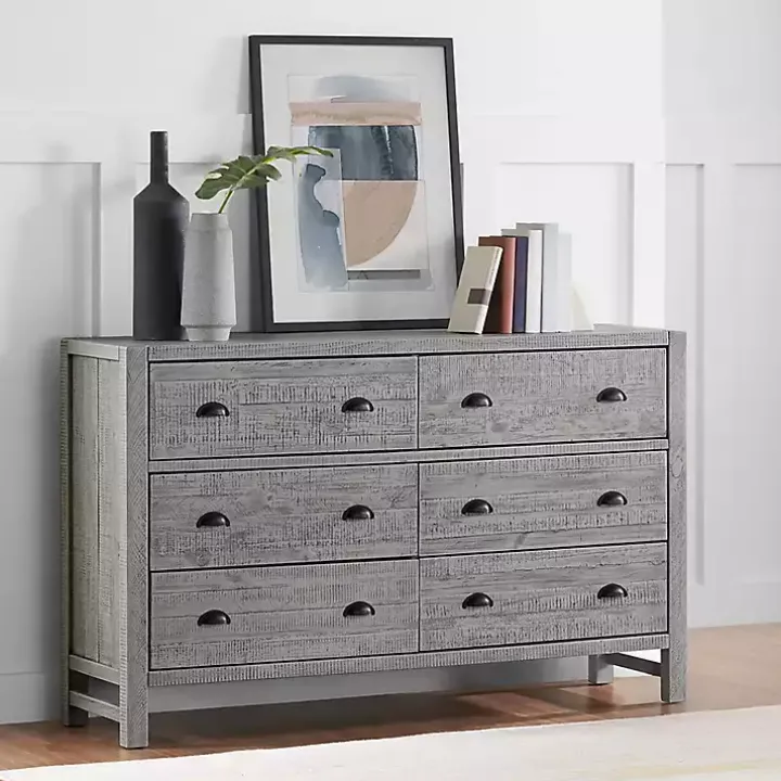 Arden Gray Wood 6-Drawer Dresser
