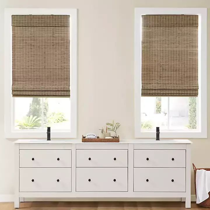 Ash Bamboo Light Filtering Roman Shade, 29 in.