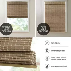 Ash Bamboo Light Filtering Roman Shade, 29 in.