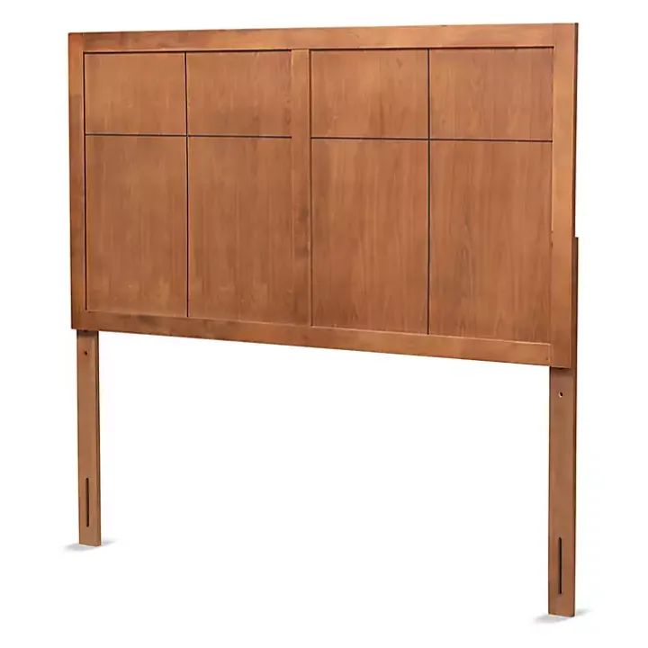 Ash Walnut Wood Panel Queen Headboard