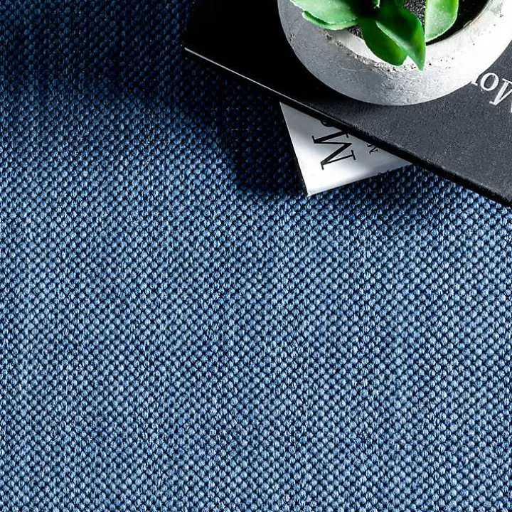 Asia Blue Stripe Border Outdoor Rug, 5x8