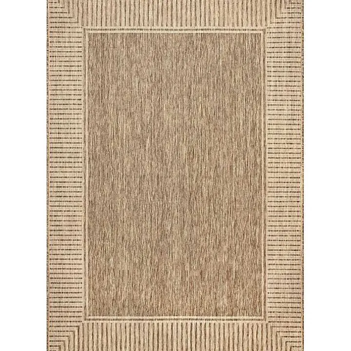 Asia Brown Stripe Border Outdoor Rug, 8x10