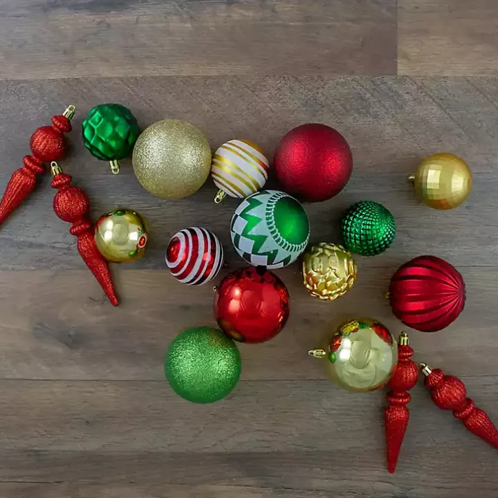 Assorted Shatterproof Ornaments, Set of 75
