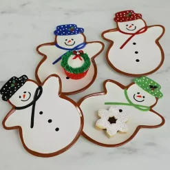 Assorted Snowman Christmas Plates, Set of 4