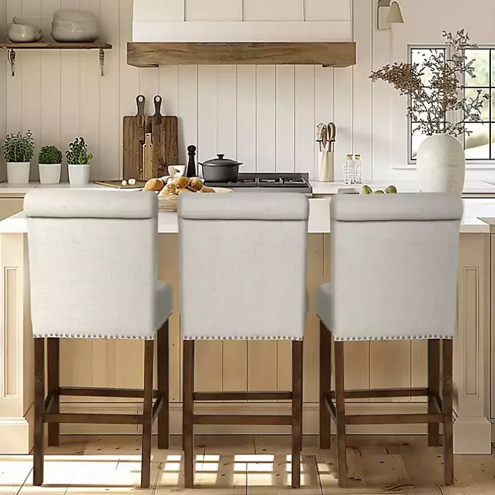 Aubrey Natural Upholstered 2-pc. Counter Stool Set
